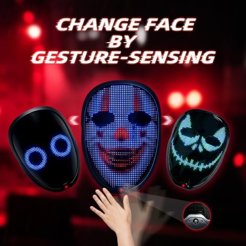 JDBMAOYE LED Mask with Bluetooth App Controlled,Customizable Light up Mask