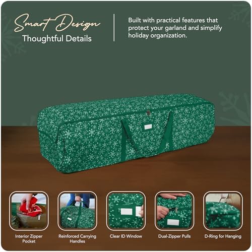 Covermates Christmas Tree Storage Bag, Fits 9-11 ft Trees, Green Snowflake