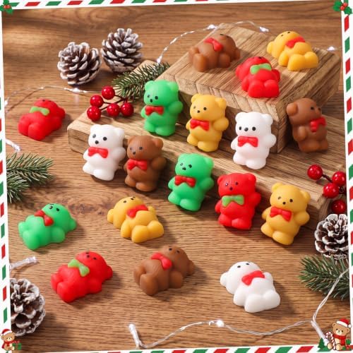 Thenshop 30 Pcs Christmas Teddy Bear Ball Bulk 5 Style Bear Party Favors