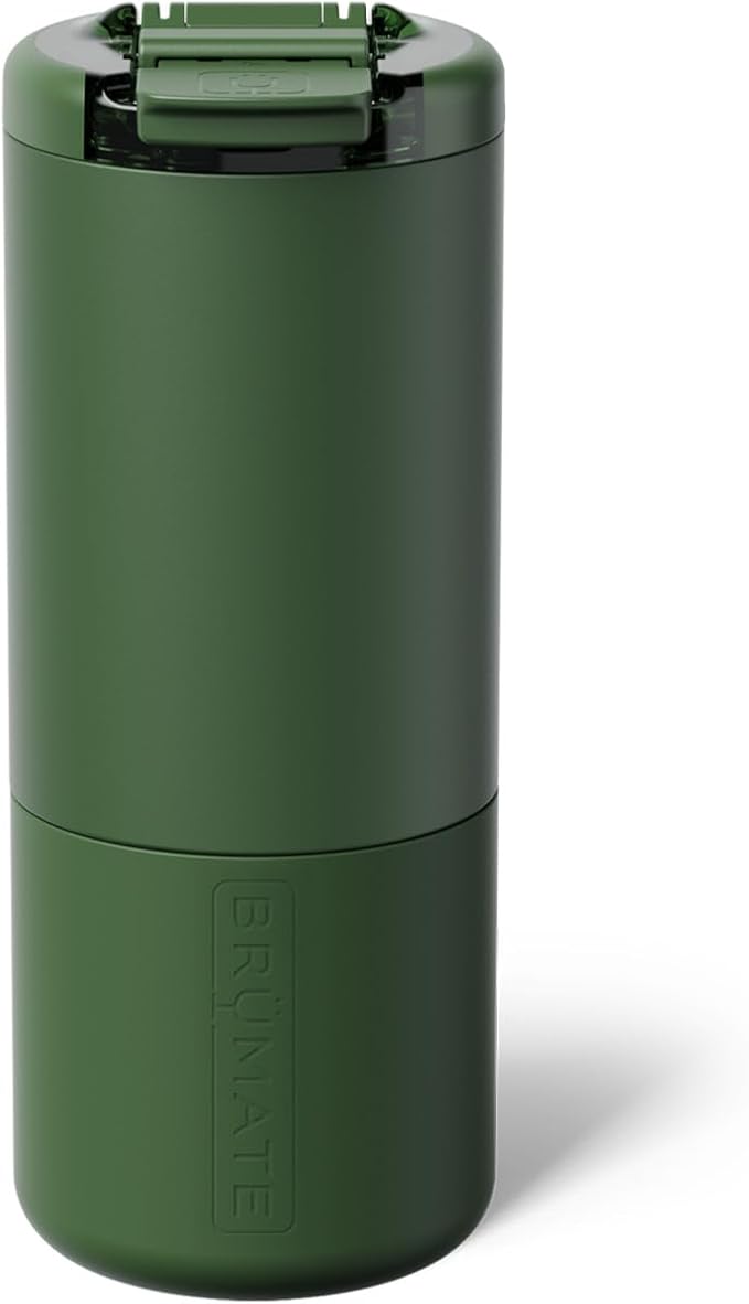 BrüMate Strova 18oz 100% Leakproof Insulated Coffee Mug | Ceramic-Lined Interior | Built-In Silicone Sleeve for Travel | Locking Flip Lid (OD Green)