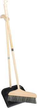 GANAZONO Broom and Dustpan Set Long Handle Household Cleaning Tools Indoor Outdoor Use Lightweight Ergonomic Brush for Home Garage Workshop