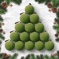 TOWPONICS 15 Pcs Green Velvet Christmas Ornaments Balls, 3.15 Inch Big Velvet Ornaments for Christmas Tree, Decorative Hanging Ornaments for Xmas Tree, Family Holiday Wedding Xmas Decoration