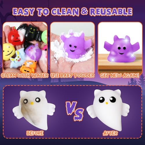 AuroTops 100 PCS Halloween Squeeze Toys for Kids Party Favors Halloween Toy