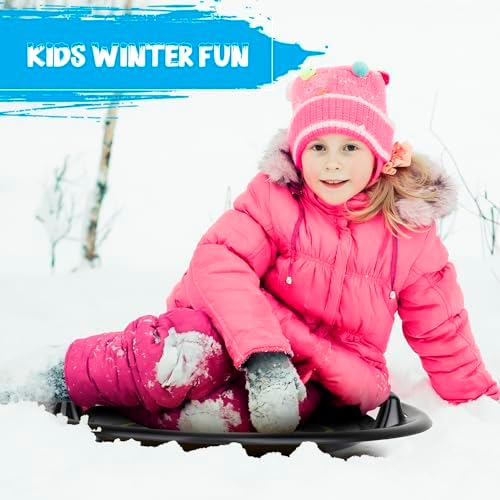 Slippery Racer Heavy-Duty Cold Resistant Downhill Pro Adults and Kids Plastic Outdoor Winter Saucer Disc Snow Sled with Handles (Batman, 3)
