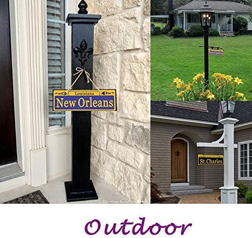 Mardi Gras Decorations 8 Set, Duplex Printed New Orleans Street Signs with 8x Metal Chains, PVC Made Mardi Gras Ornaments for Room Decor, Carnival Party Table Ornaments Tree Decoration, 4 x 12 Inch