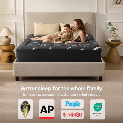 BEDLORE Full XL Size Mattress Topper, Thick Soft Pillow Top Bed Topper