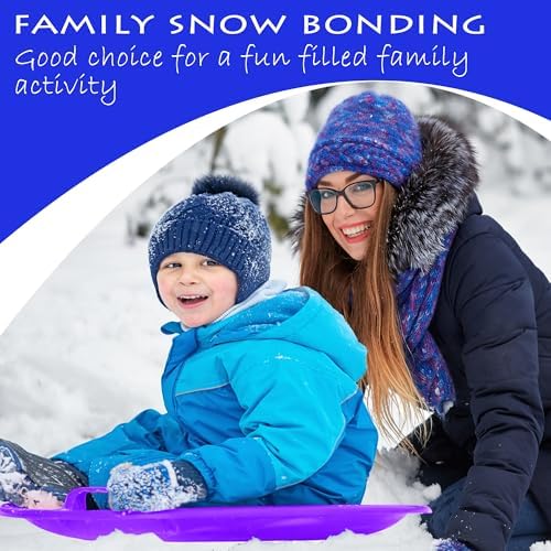 Slippery Racer Heavy-Duty Cold Resistant Downhill Pro Adults and Kids Plastic Outdoor Winter Saucer Disc Snow Sled with Handles