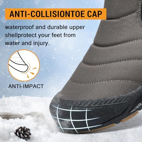 ziitop Snow Boots Mens Waterproof Winter Boots Fur Lined Warm Ankle Boots