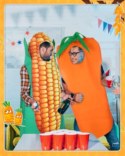 Shihanee 2 Pcs Halloween Corn Carrot Costume Adult Couple Cosplay Suit