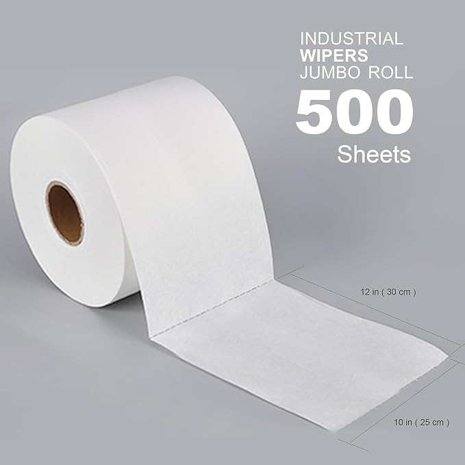 AAwipes Cleanroom Wipes Nonwoven Fabric Roll | 500 Wipes | 68 GSM 10"*12"| Heavy Duty Dust-Free Cellulose/Polyester Blend Disposable, Jumbo Roll, High Absorbency - NW0681012R