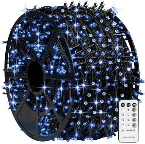 TW SHINE Blue Christmas Lights, 1000 LED 328FT Christmas String Lights Plug in with 8 Modes, Remote Waterproof Xmas Lights Outdoor Indoor Decorations for Party Yard Decor