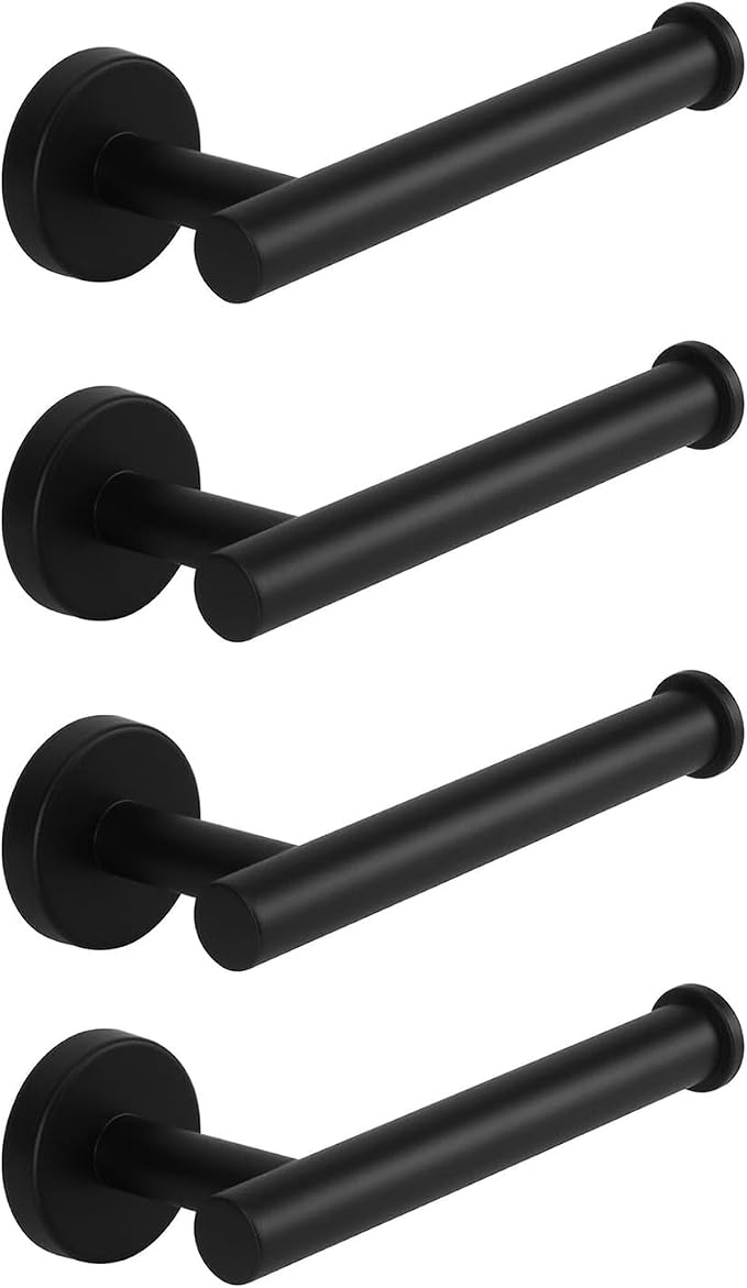 NearMoon Bathroom Toilet Paper Holder, Premium SUS304 Stainless Steel Rustproof Wall Mounted Toilet Roll Holder for Bathroom, Kitchen (4 Pack, Matte Black)