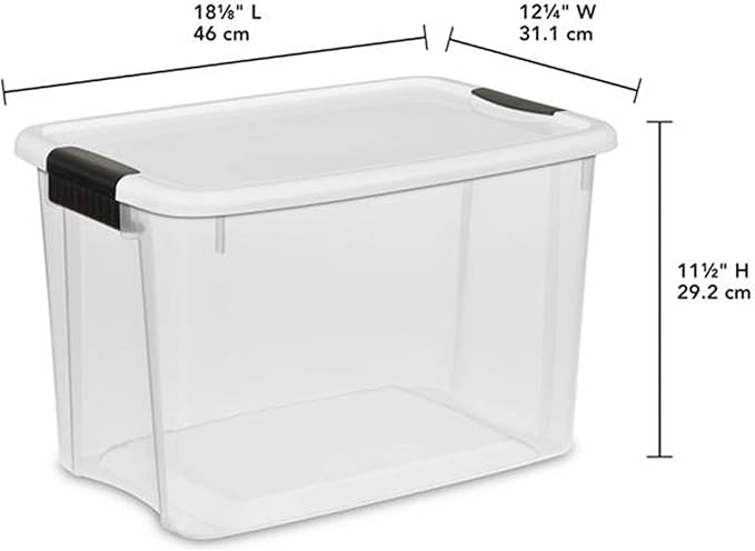 Sterilite 12-Pack 30 Quart Ultra Latch Box, Clear Storage Organizer Bins w/Latching Lids - Stackable Plastic Containers for Home Organization in Garage, Attic, Basement, and Closet