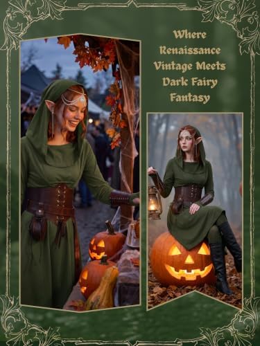 10 Pcs Women Renaissance Halloween Fairy Costumes Medieval Elf Dress S-XXL