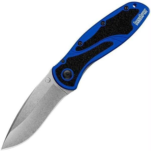 Kershaw Blur Pocket Knife, Navy Blue, 3.4 Inch Recurve Blade | EDC with Assisted Opening, USA Made, Reversible Pocketclip, Everyday Carry for Men and Women