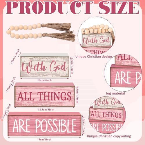 Lineshading 4 Pcs Christian Table Decor Pink God All Things are Possible