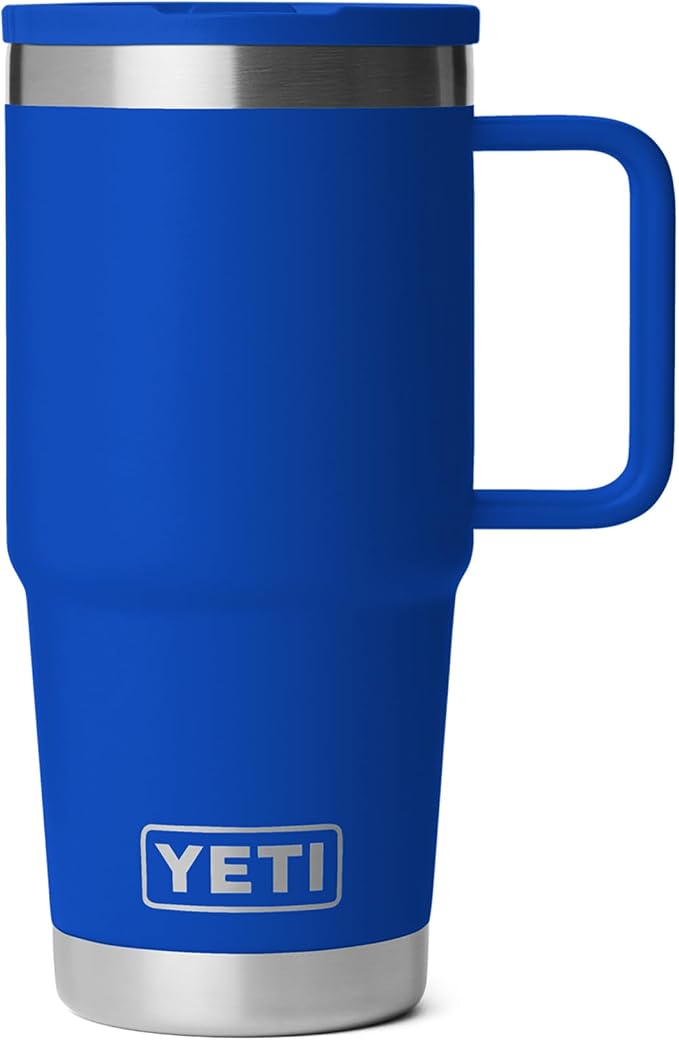 YETI Rambler 20 oz Travel Mug with Flip Straw Lid – Stainless Steel, Vacuum Insulated, Leakproof, Cup Holder Friendly, Royal Blue