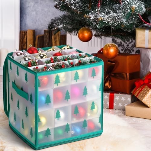 Saintrygo 4 Pcs Ornament Storage Box with 64 Compartments, Tree Style