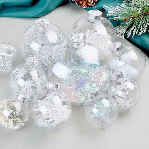 SHareconn 100PCS Christmas Tree Ornaments Clear Set, White