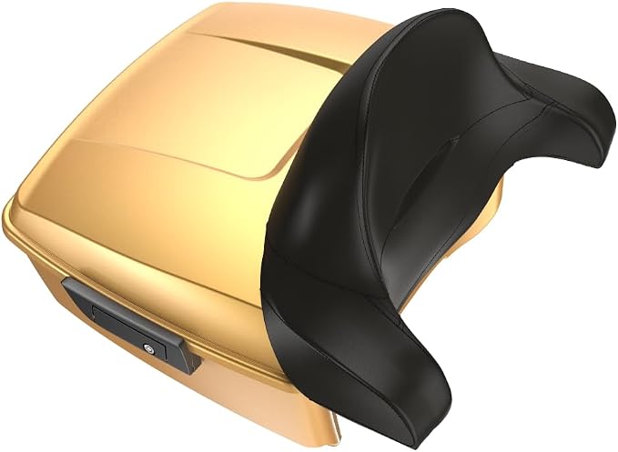 Advanblack Road Glide Tour Trunk Pack Black Hills Gold King Tour Trunk Pack Luggage +Wrap-Around Backrest Pad for '97-'25 Harley Touring Road King Street Glide Electra Glide CVO models