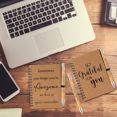 Honoson 20 Sets Inspirational Spiral Notebooks with Bamboo Pens
