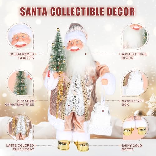 Gfilay 18 Inch Animated Latte Gold Santa with Music and Movement