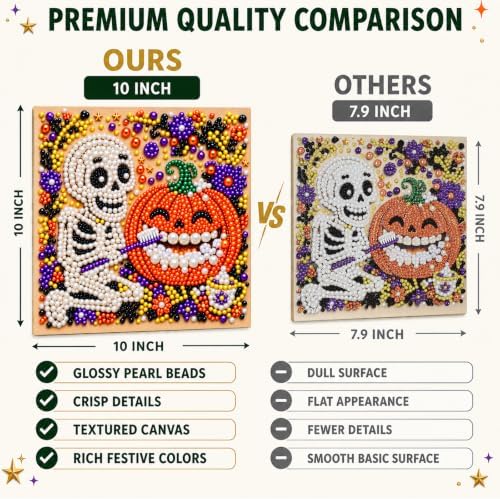 Diamond and Pearl Art Kits for Adults, Halloween Decorations, Framed Decor