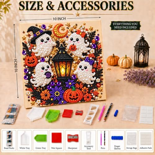 Diamond and Pearl Art Kits for Adults, Halloween Decorations, Framed Decor