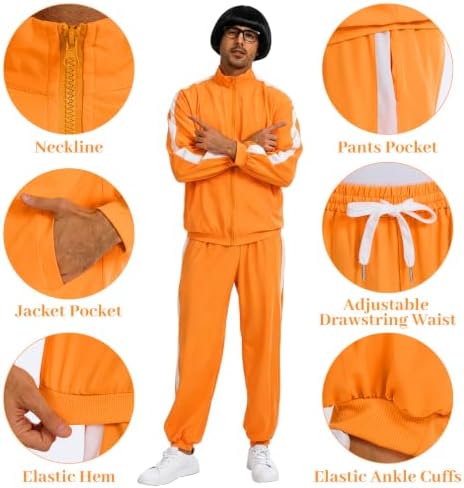 Men's Orange Tracksuit Costume, Family Costumes for Halloween