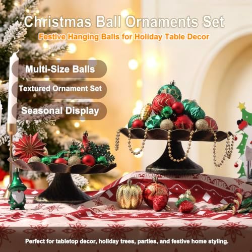 68PCS Christmas Tree Ornaments Set, Red Green Gold Christmas Balls and Assorted Decorations, Shatterproof Hanging Ornaments with Hooks for Xmas Tree, Holiday Party Home Decor