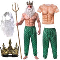 Cutecrop 4 Pcs Halloween Poseidon Merman Costume for Men