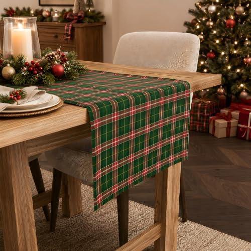 Christmas Decorations - Red Green Plaid Christmas Table Runner