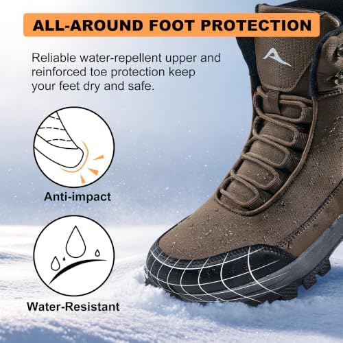 FUDYNMALC Men's Snow Boots Water-Resistant: Non-Slip Hiking Winter Shoes