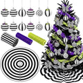 22 Pcs Halloween Tree Skirt Black White Striped Ornament Nightmare Decor