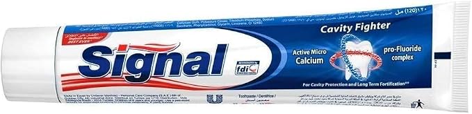 2 Box Signal Anti Caries Toothpaste Cavity Fighter Best Ever Active Micro Calcium Pro Fluoride Complex for Cavity Protection & Long Term Fortification (4.23 oz 120 ml Each One) معجون سيجنال اسنان