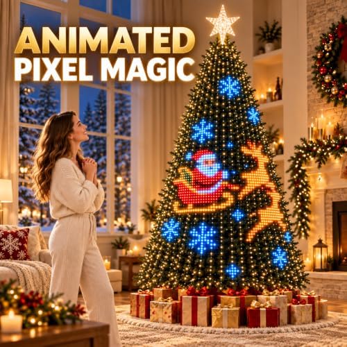 Smart Christmastree Lights - Change YourTree from Your Phone, 400 addressable LEDs Create 200+ Patterns, Custom Designs and animations with app Control, dimming and USB Power (4.9ft)