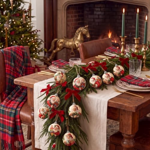 Outus 16 Pcs Christmas Tree Ball Ornaments Vintage Christmas Decorations for Tree Colorful Xmas Decorative Santa Claus Hanging Ball for Farmhouse Home Fireplace Decor Holiday Party Favors