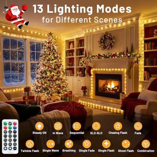 Ollny Christmas Lights Outdoor, 500 LED 164FT Warm White Fairy Lights