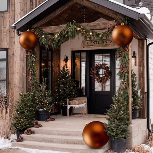 Threan 10 Inch Large Chocolate Brown Matte Christmas Ball Ornaments