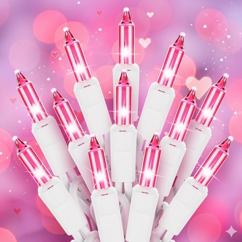 Minetom Pink Christmas Lights 100 Count 20 Feet Incandescent Bulb