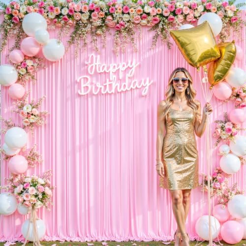 Pink Backdrop Curtain for Parties Baby Shower Wrinkle Free Pink Photo Curtains Backdrop Drapes Fabric Decoration for Weddings Birthday Party 5ft x 7ft,2 Panels