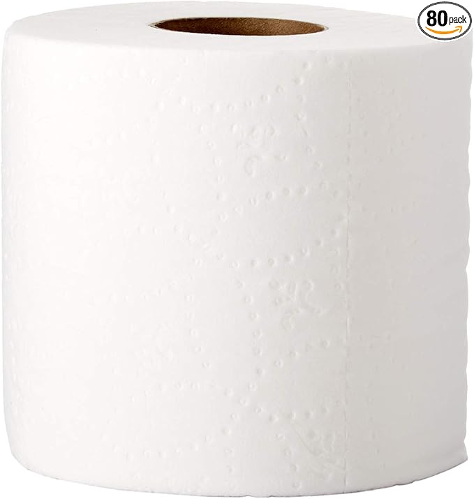 AmazonCommercial 2-Ply Ultra Plus Toilet Paper, Bath Tissue, Soft and Strong, Septic Safe, Unscented, 400 Sheets per Roll, 80 Individually Wrapped Rolls for Business Use