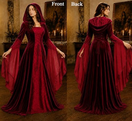 Women Deluxe Witch Dress Renaissance Vampire Halloween Costume