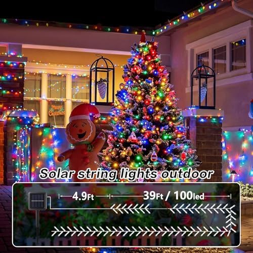 SyouHome Solar String Lights Outdoor, 2 Pack 200 LED Solar Christmas Lights