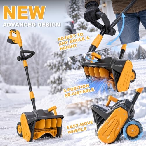 JOBABY Cordless Snow Shovel with Battery, 13" Electric Snow Blower Cordless