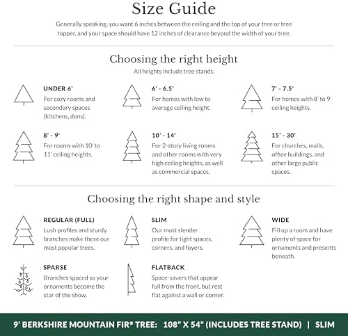 Balsam Hill 9ft Berkshire Mountain Fir - Slim Unlit Artificial Christmas Tree & Premium Stand for Grand Spaces