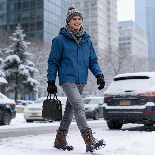 FREE SOLDIER Men's Waterproof Fleece Winter Snow Boots
