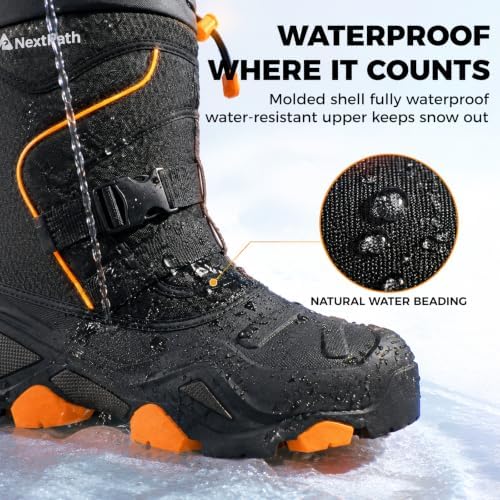 Men's Ice Grip Snow Boots, 3M Insulated Winter Boots Waterproof