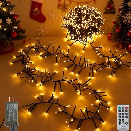 Christmas Lights Plug-in 52FT 800LEDs Cluster String Lights Indoor Outdoor