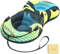 69 inch 2 Seats Snow Tube Inflatable with Towable Leash 450 lbs Capacity